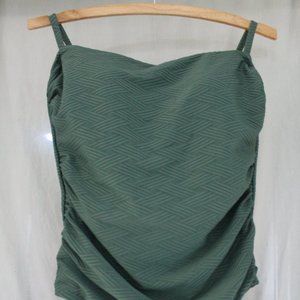 Green Back Lace Up One Piece Swimsuit